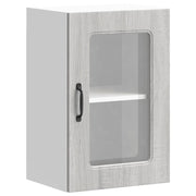 Pensile da cucina con anta in vetro 40 x 31 x 60 cm ampio spazio contenitivo stile contemporaneo legno grigio Sonoma 02_0049956