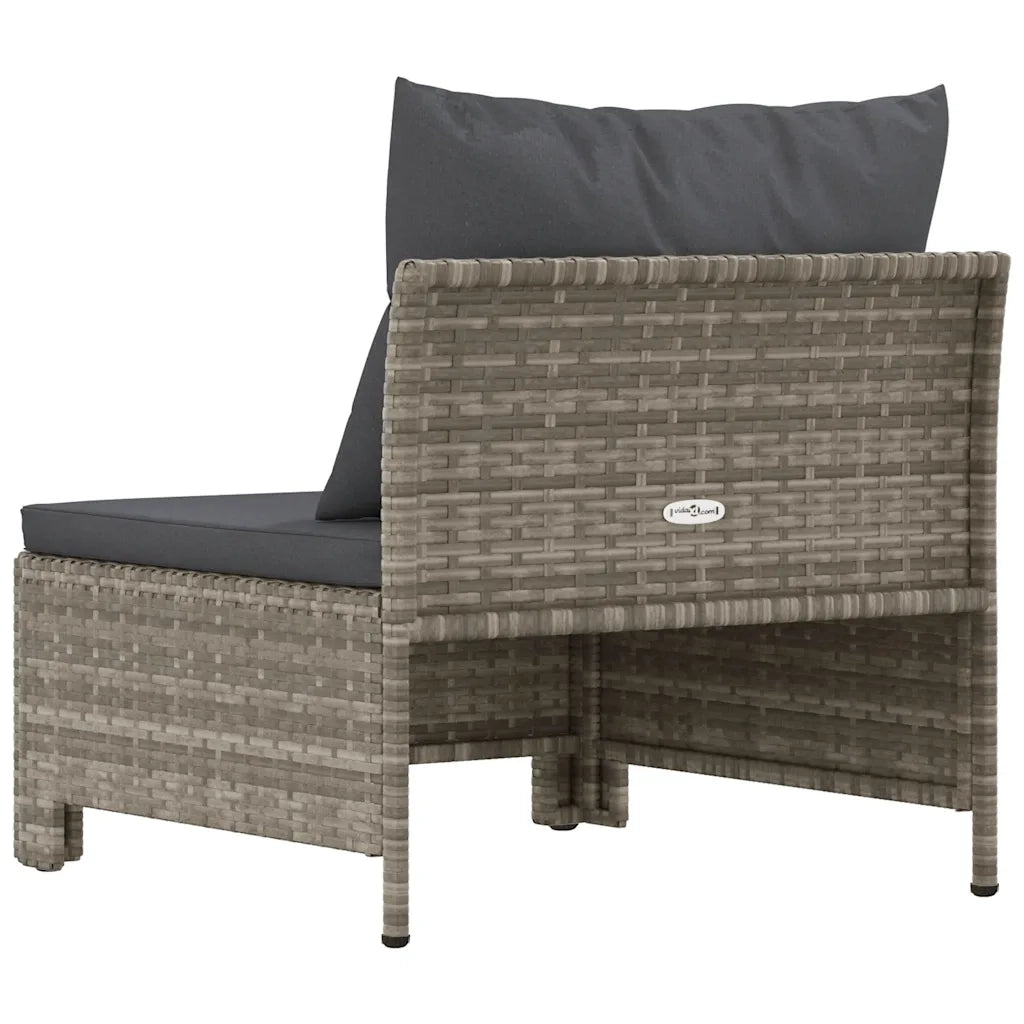 Divano da giardino centrale con cuscino-Sofa da Giardino-Divano da esterno grigio in polyrattan
