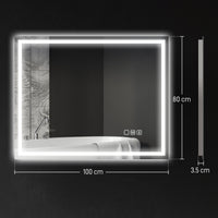 Specchio Bagno da Parete LED Antiappannamento 80x100 cm Speaker Bluetooth e Pulsanti Touch in Vetro Temperato