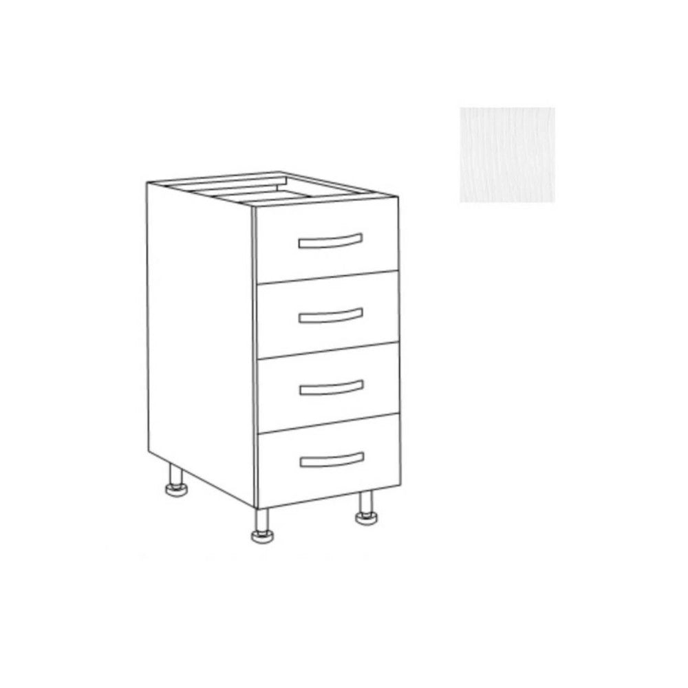 Cassettiera cucina 4 cassetti 40x59x82H colore bianco frassinato