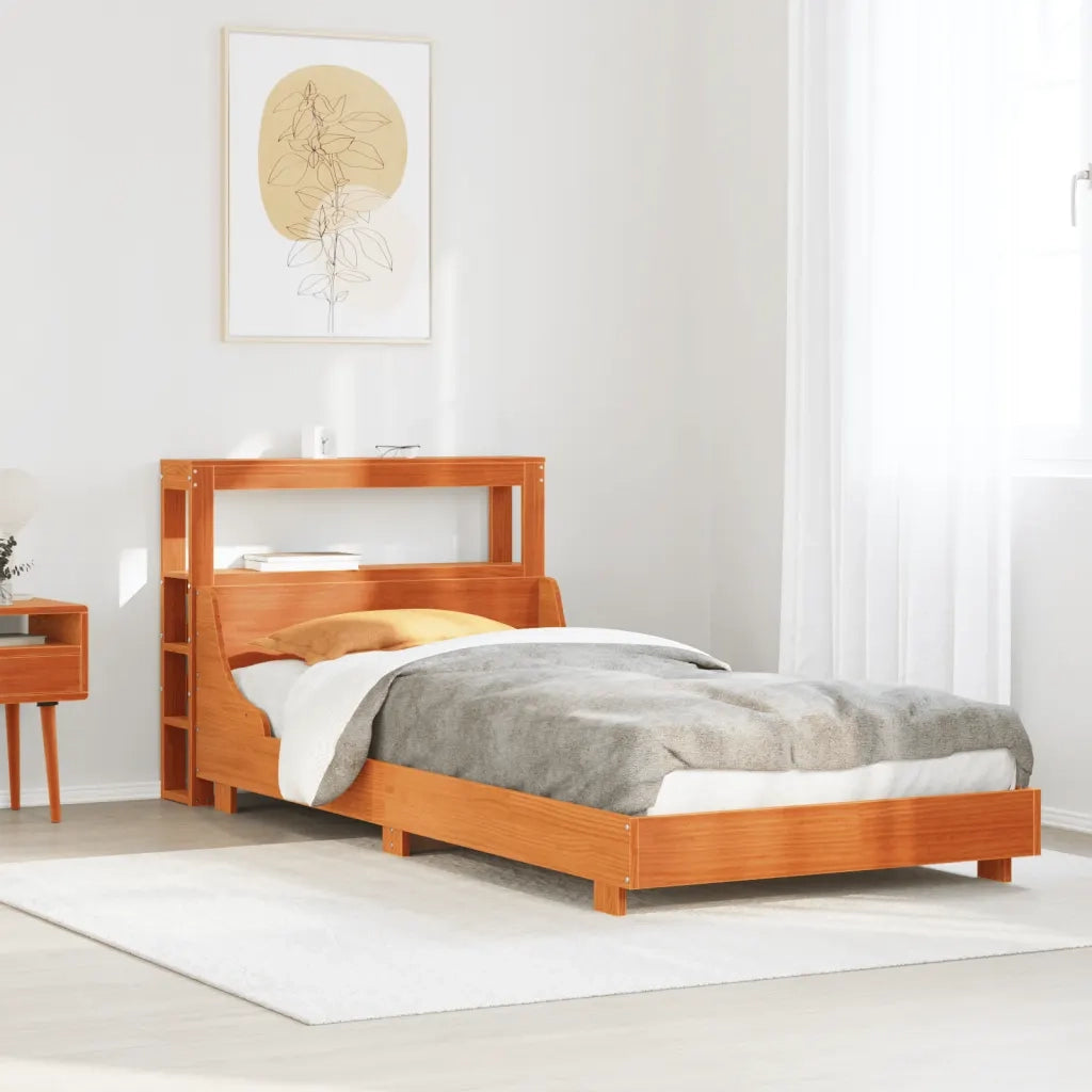 Letto senza Materasso Marrone Cera 100x200 cm in Legno di Pino