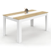 IDMarket - Tavolo da pranzo rettangolare GEORGIA per 8 persone in simil-faggio e bianco 160 x 80 cm