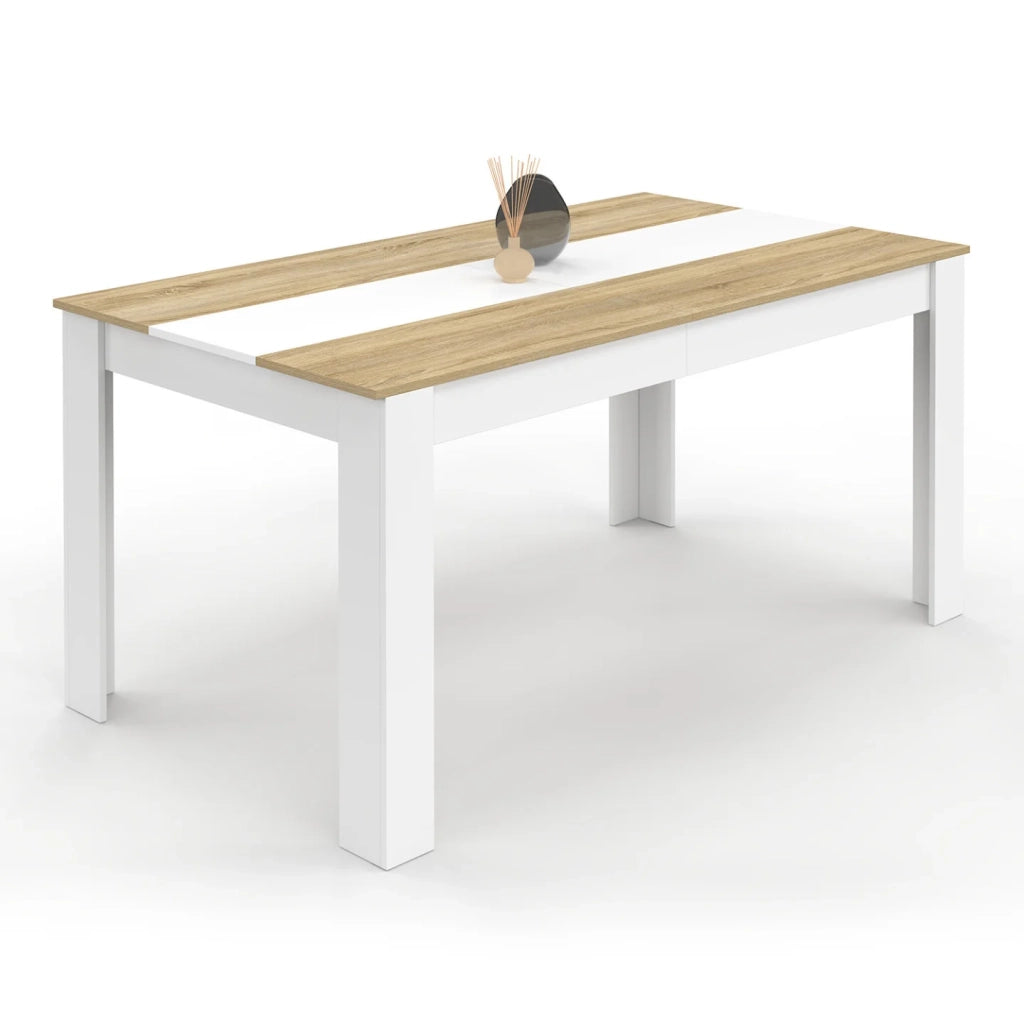 IDMarket - Tavolo da pranzo rettangolare GEORGIA per 8 persone in simil-faggio e bianco 160 x 80 cm