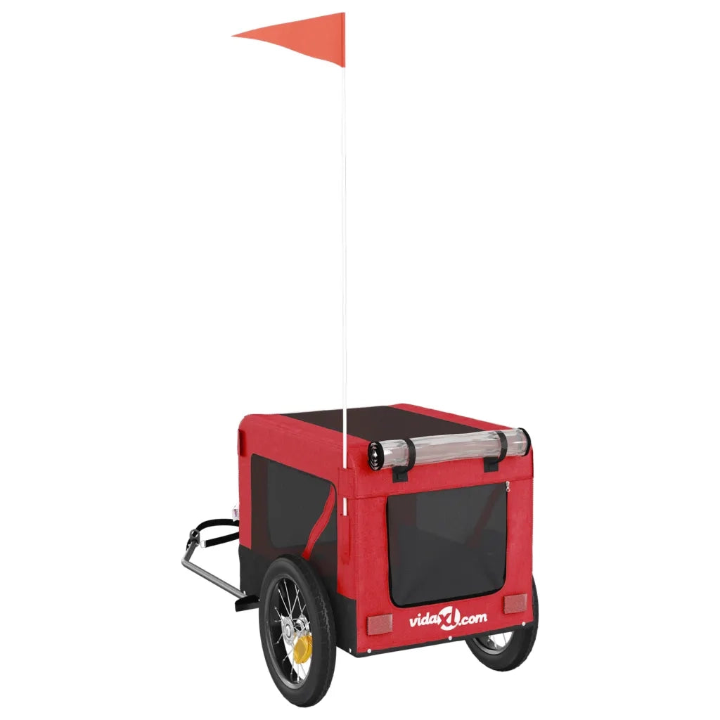 Rimorchio da Bici per Animali Rosso e Nero Oxford e Ferro CFW4479004
