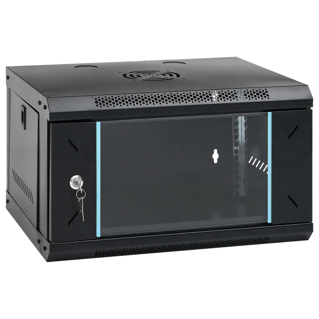 Armadio di rete a parete 6U 53 x 40 x 30 cm sicurezza avanzata facile manutenzione stile moderno acciaio nero 02_0045825