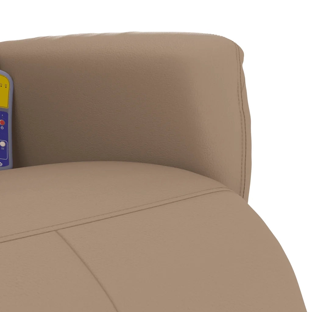 Divano Sedia-Poltrona Reclinabile Massaggi Poggiapiedi Cappuccino Similpelle 146478