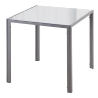 Tavolo Quadrato da 4 Persone per Cucina e Soggiorno, Tavolo Moderno in Metallo e Vetro Temperato, 75x75x75 cm, Grigio