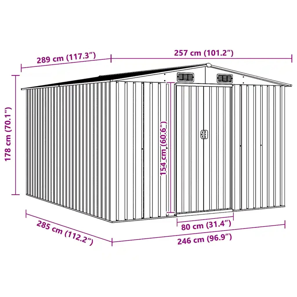 Casetta da Giardino 257x298x178 cm in Metallo Marrone 143343
