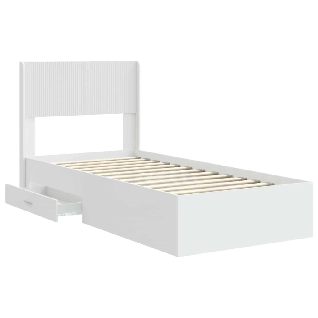 Struttura del letto con stoccaggio e testata Bianco 90 x 190 cm 3414515