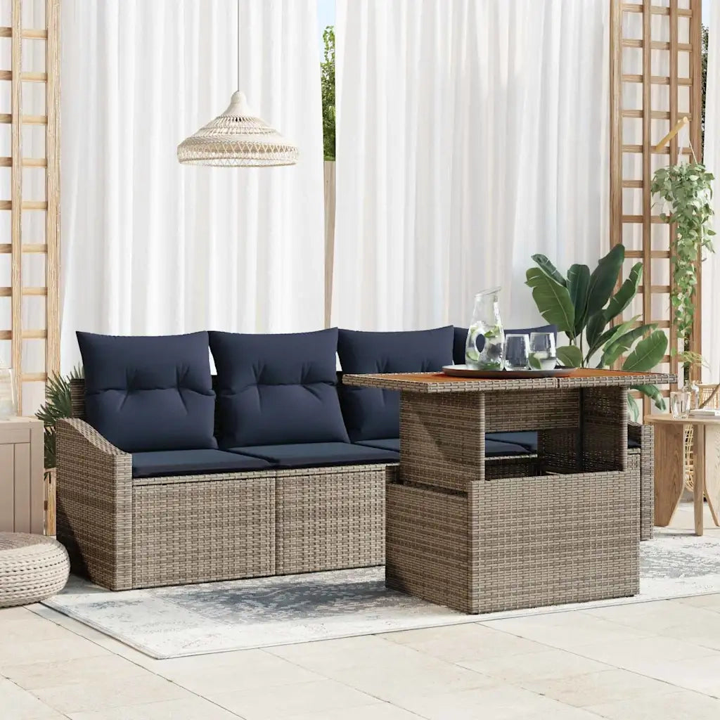 Set Divano da Giardino 5 pcs Grigio Poly Rattan 3358509