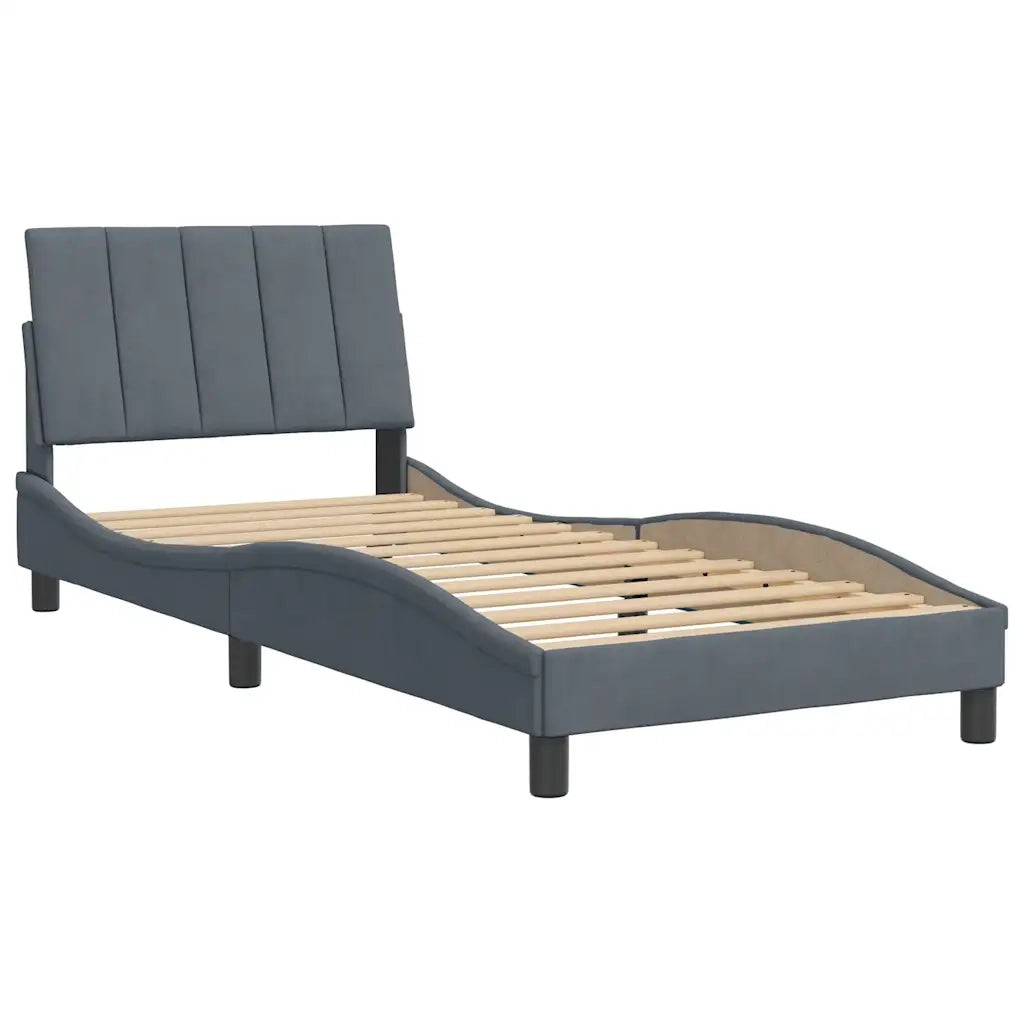 Giroletto con Testiera Grigio Scuro 80x200 cm in Vellutocod mxl 114971