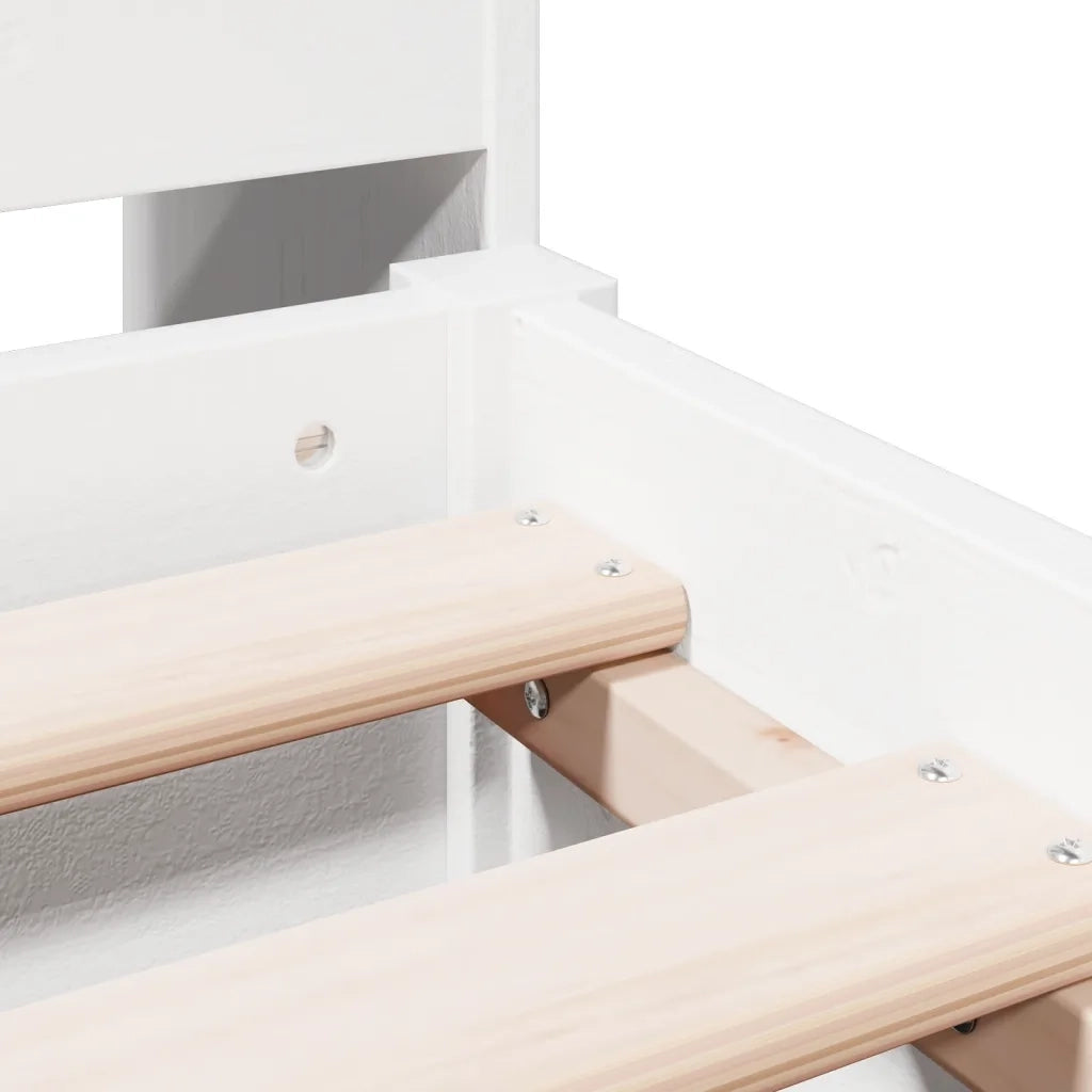 Letto Libreria senza Materasso-Struttura Letto con contenitore Bianco 150x200 cm Legno di Pino 358729