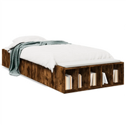 Letto singolo | Letto per adulti | Giroletto Rovere Fumo 90x200 cm in Legno Multistrato