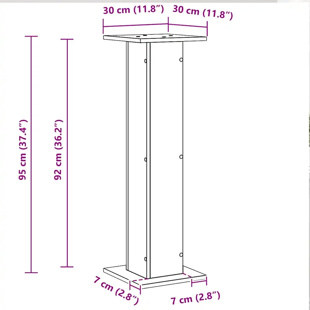 Supporto per piante 2 pz Rovere Nero 30 x 30 x 95 cm CFW5698225