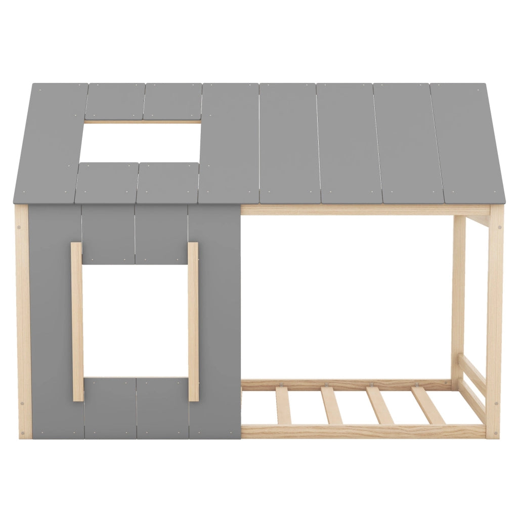 Letto per bambini 90x200 cm a casetta; legno; colore naturale