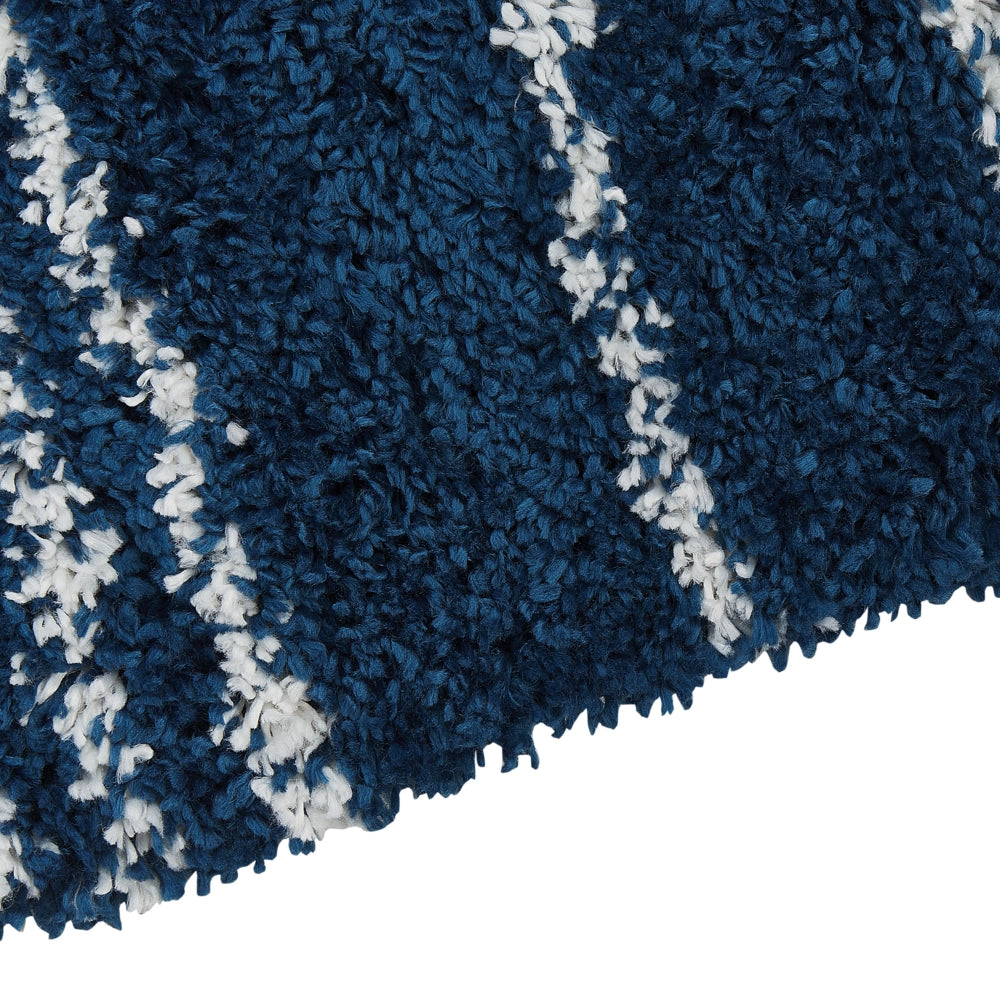 Tappeto polipropilene blu bianco 80 x 150 cm a strisce soggiorno camera da letto