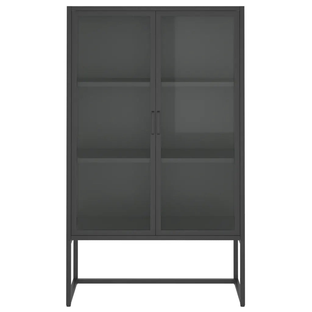 Credenza Alta Antracite 80x35x135 cm Acciaio e Vetro Temperato cod mxl 49191