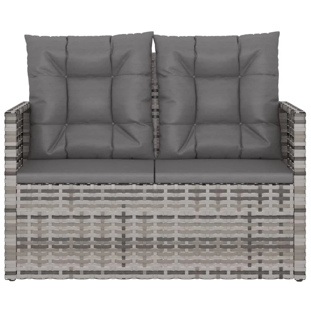 Panca da giardino mobili da esterno per patio mobili da terrazza con cuscini grigi 105 x 56 x 75 cm resina intrecciata 02_0011631
