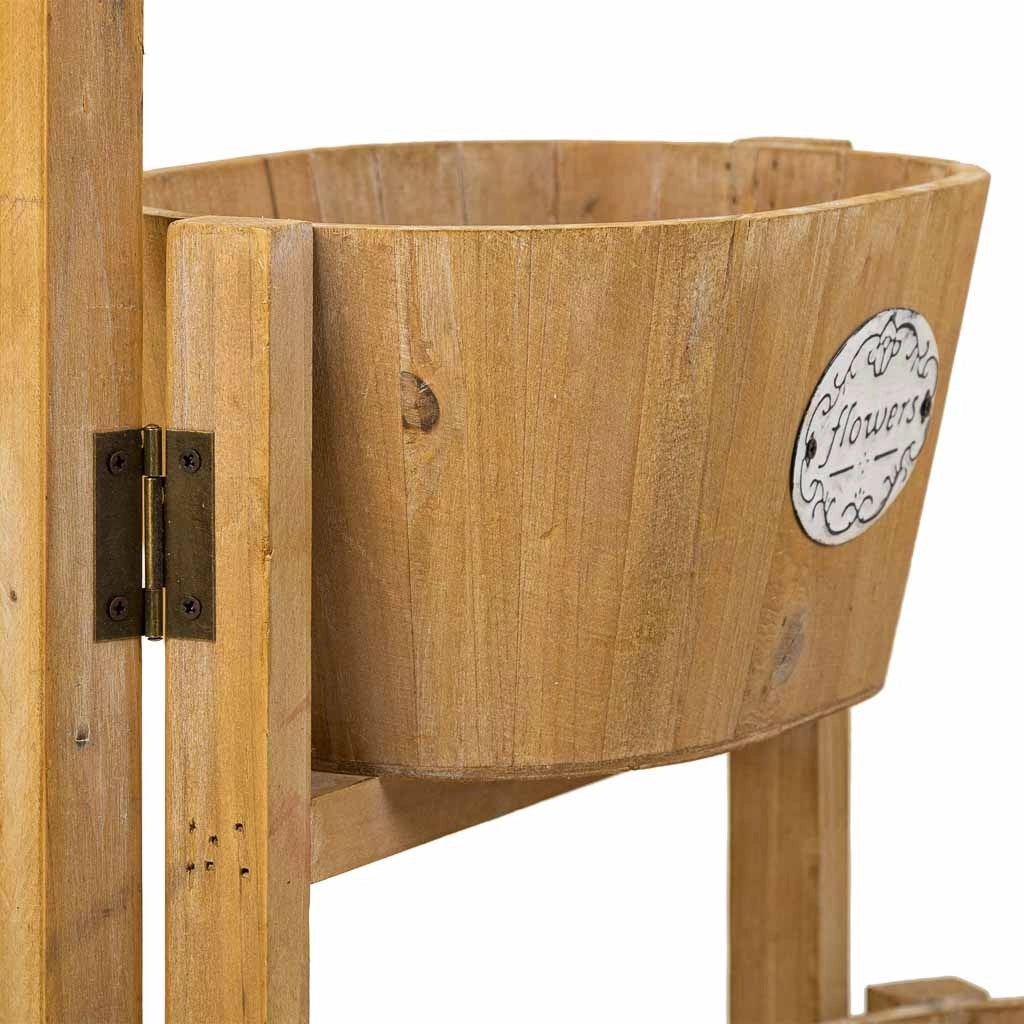 Supporto con 3 cesti in legno marrone 89x18x79h