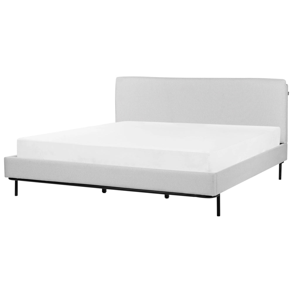 Letto a doghe Grigio Poliestere Tessuto Imbottito 180 x 200 cm EU Matrimoniale Design Moderno
