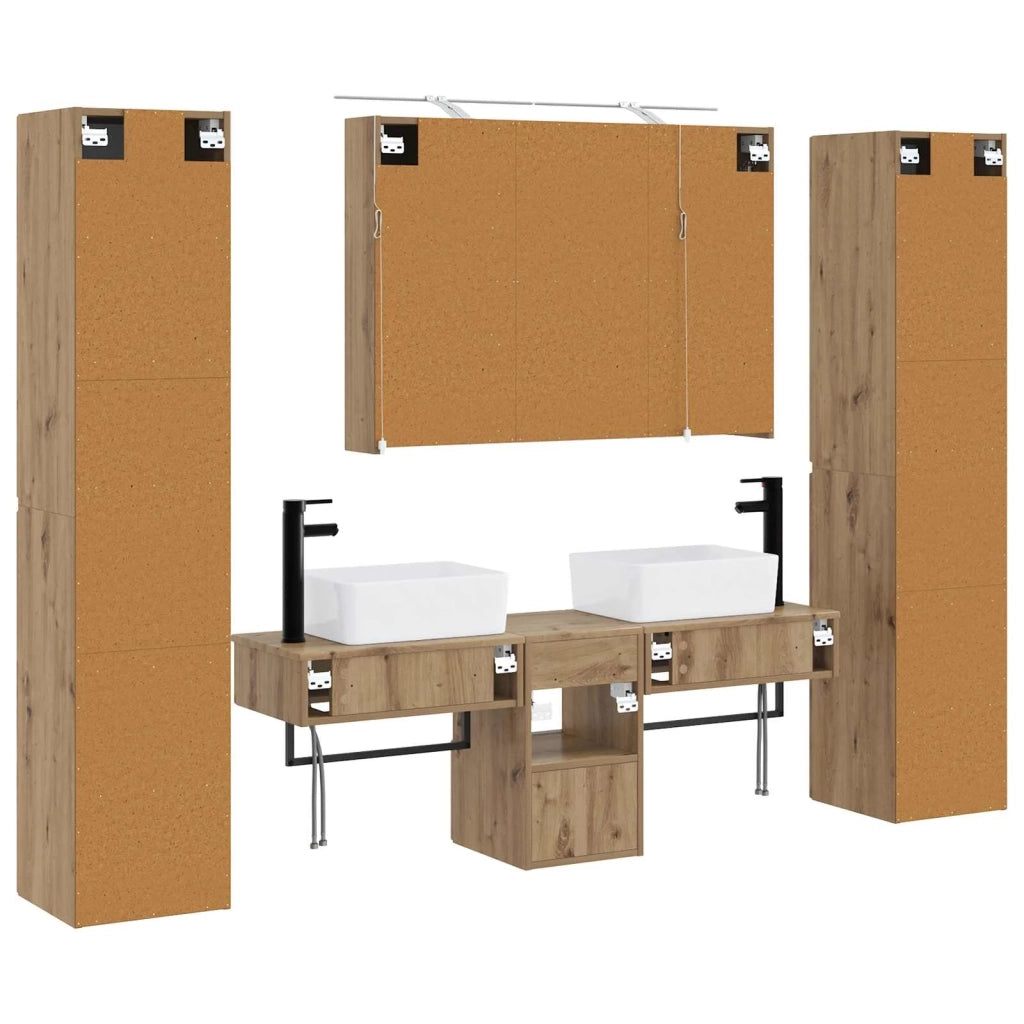 Set di mobili per il bagno 6 pcs Rovere Artigianale 3407198