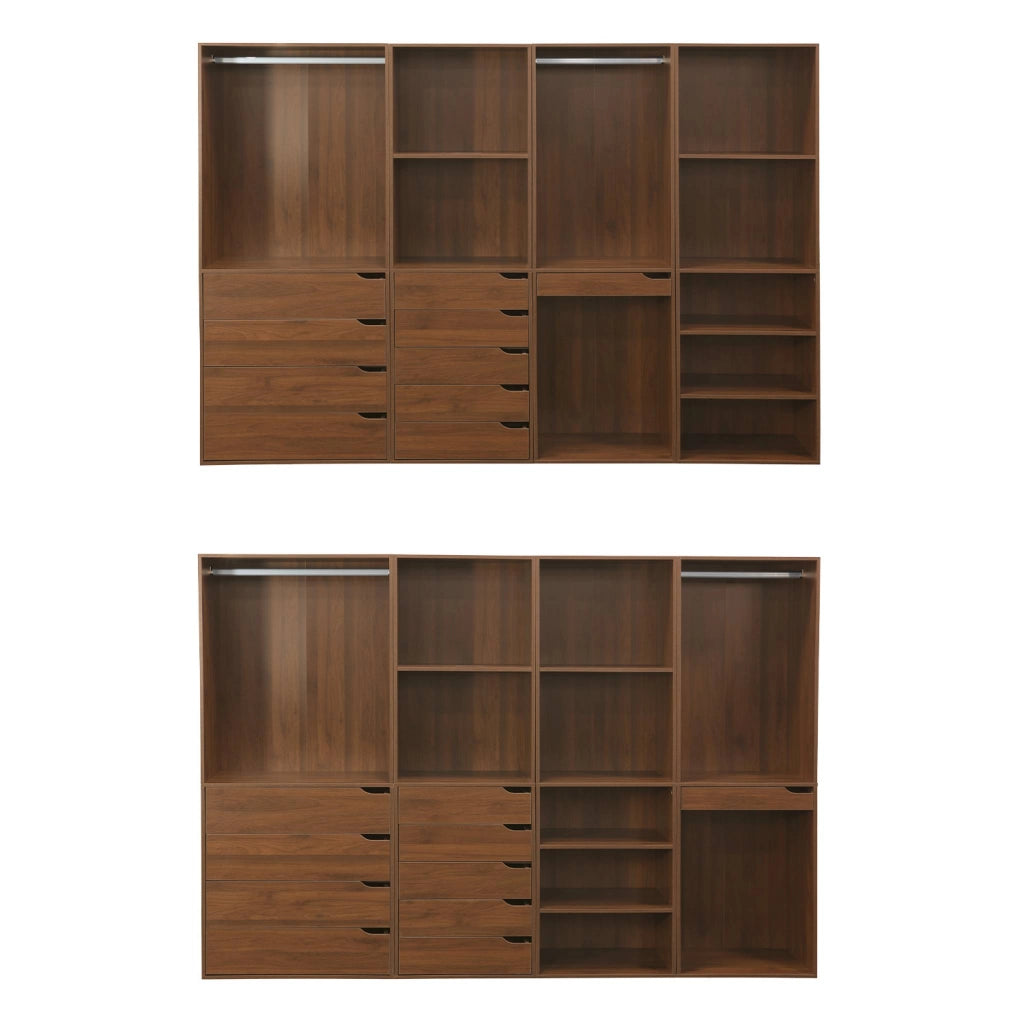 Kit armadio modulare decorazione legno 4 elementi, noce