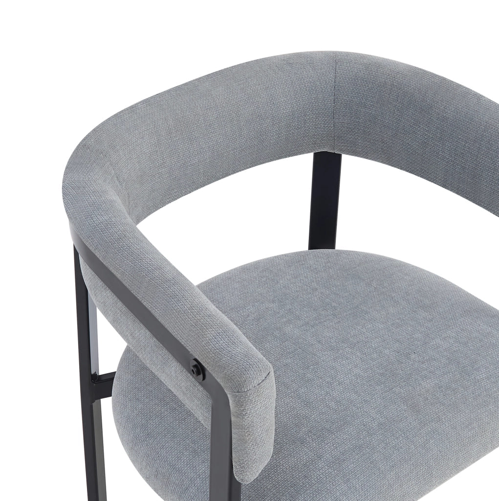 Set di 6 sedie da pranzo 61x50x76 cm con schienale curvo in chenille grigio