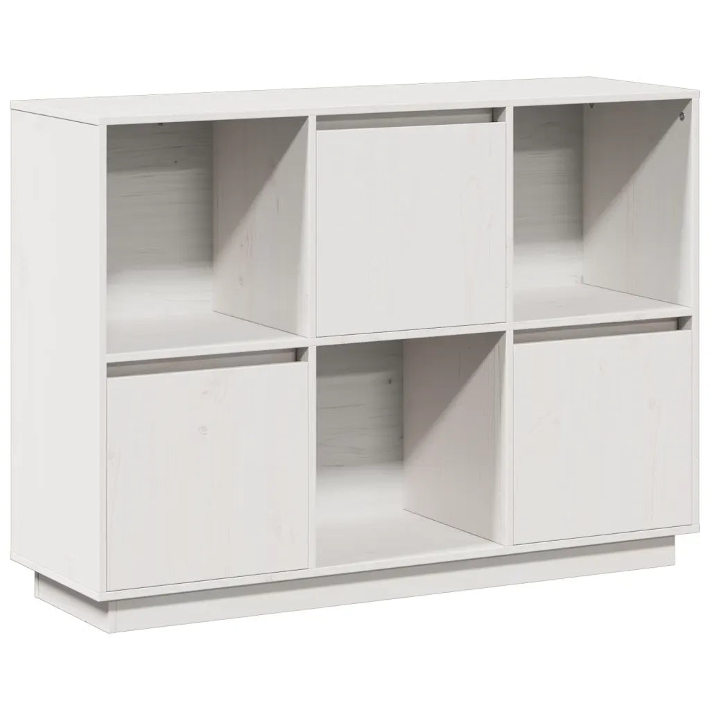 Credenza Bianca 110,5x35x80 cm in Legno Massello di Pino
