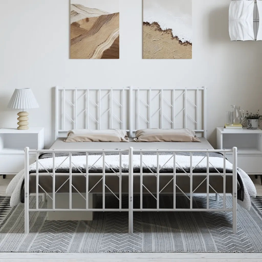 Giroletto con Testiera e Pediera Metallo Bianco 150x200 cmcod mxl 133793