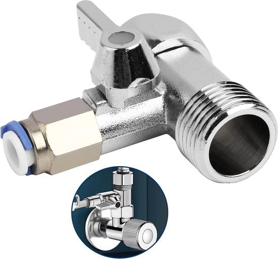 Adattatore di valvola rapida 1/2 x 1/2 x 1/4 pollici - valvola di chiusura di connessione idrica - adattatore di tubo idrico per frigorifero - sistema di filtrazione idrica e osmosi - installazione semplice sotto il lavello