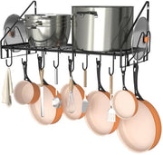 Pannello stendibagagli Robusto - Racks di cucina appesi - 12 ganci - 2 supporti coperchi - Acciaio di alta qualità - Capacità fino a 23 kg