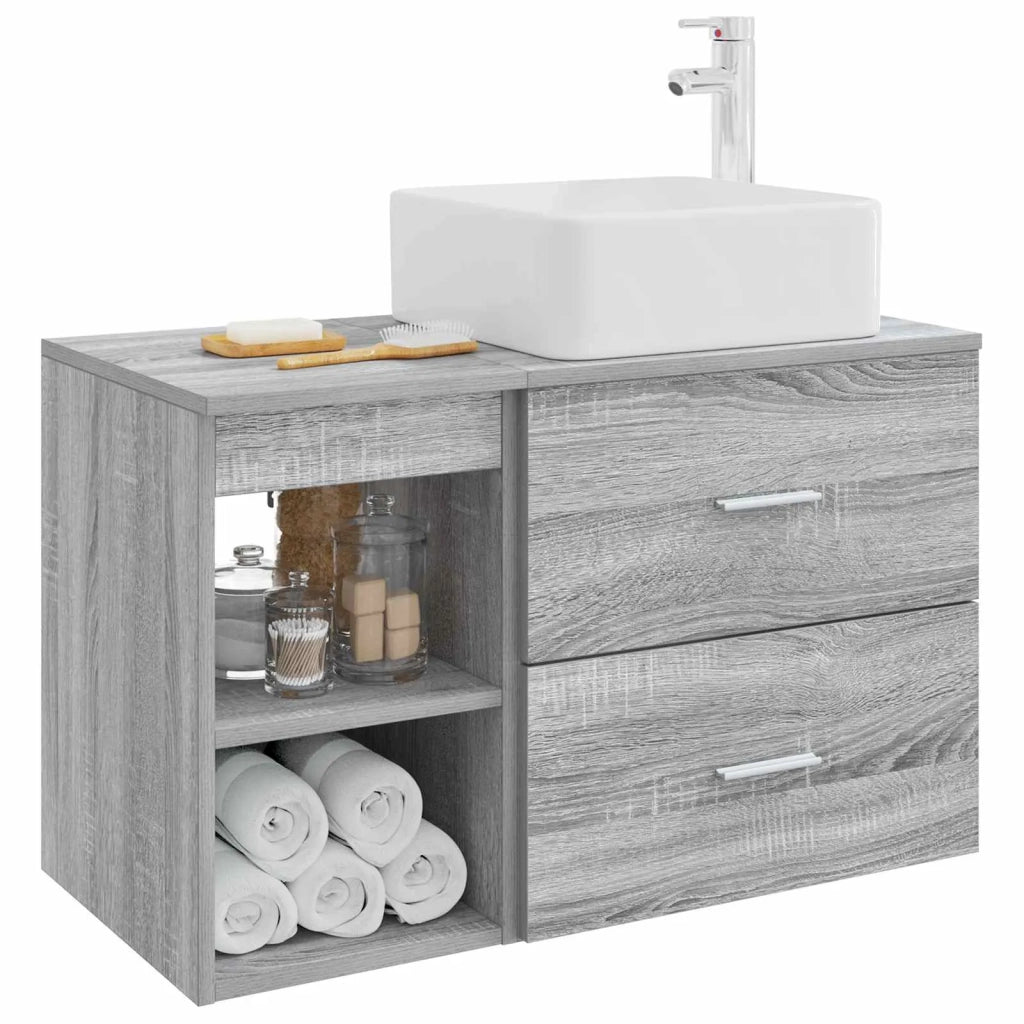 Set di mobili per il bagno 2 pz Sonoma grigio 3403885