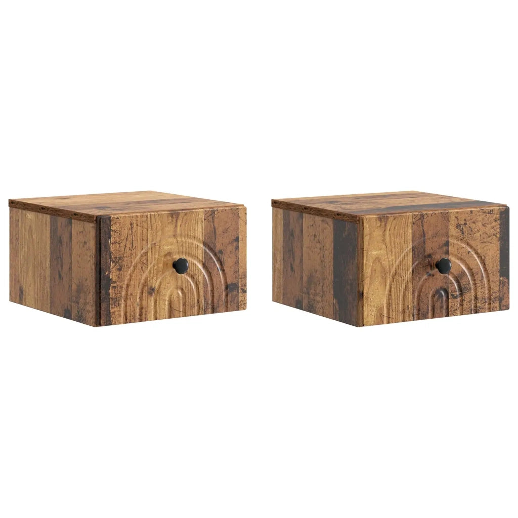 Mobiletto da notte a muro 2 pcs Legno antico 33 x 34,5 x 20 cm 898102
