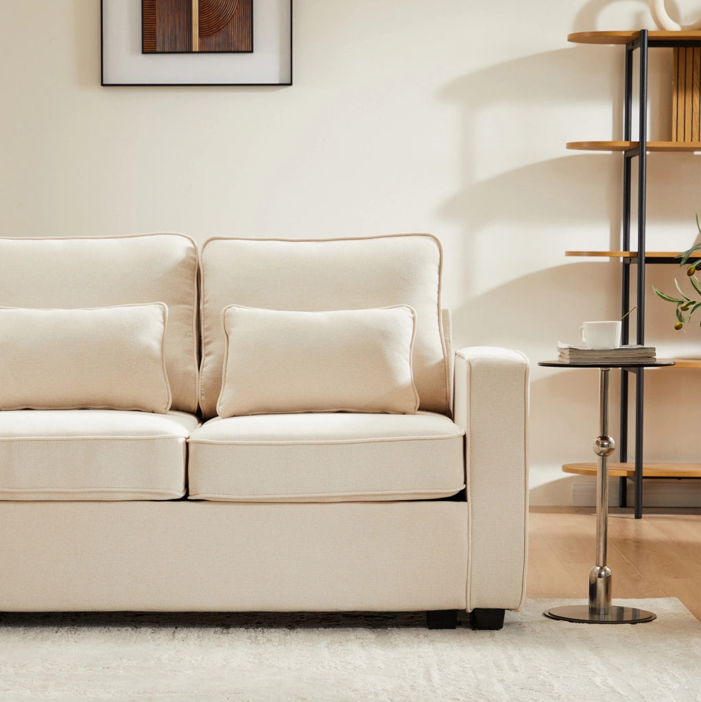 Sofa a 4 posti in effetto lino; beige; 264x83x87 cm