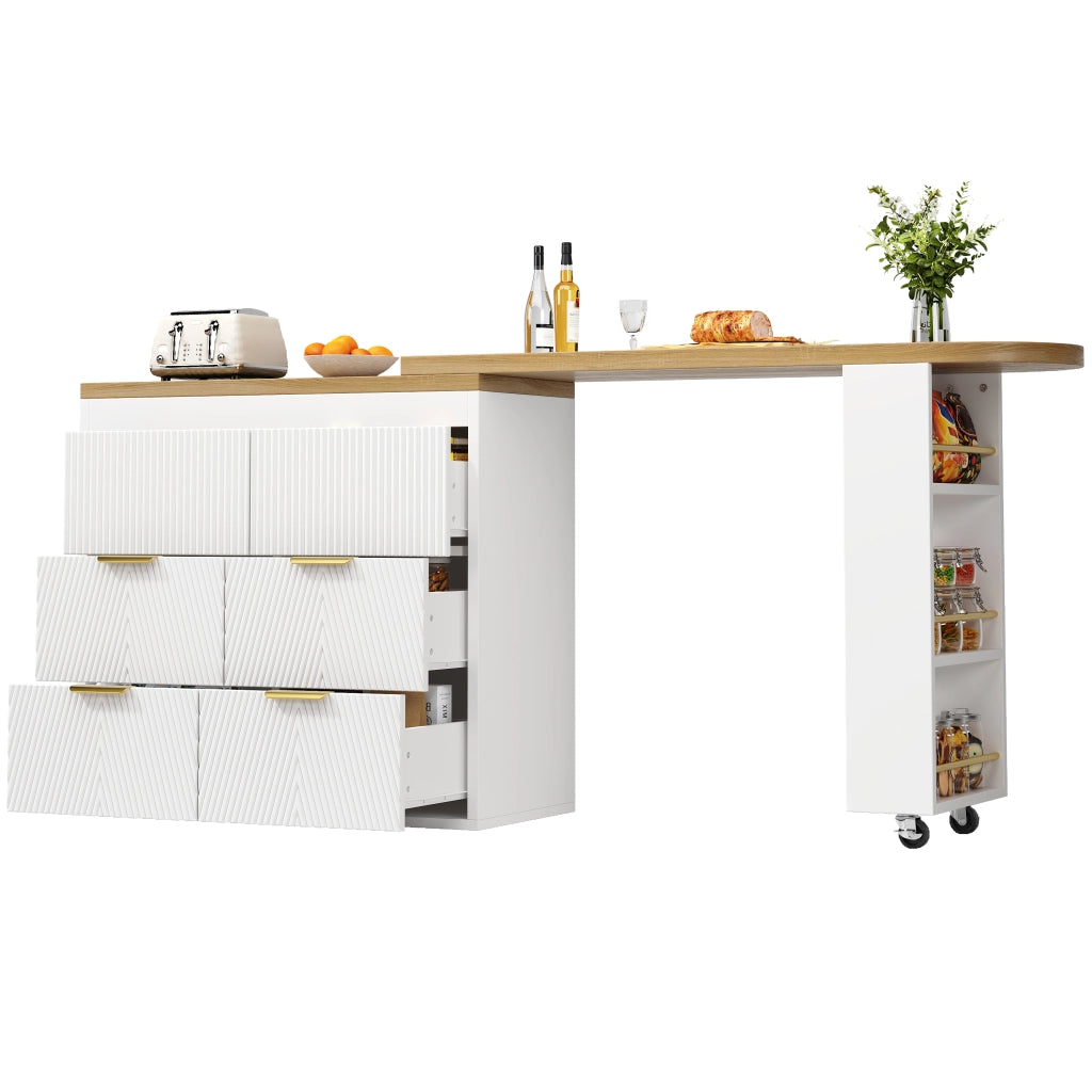 Tavolo Multifunzionale Girevole 360¡ã con Cassetti ¨C MINIMAL ¨C Piano Rotante, Bar, Scrivania, Cucina