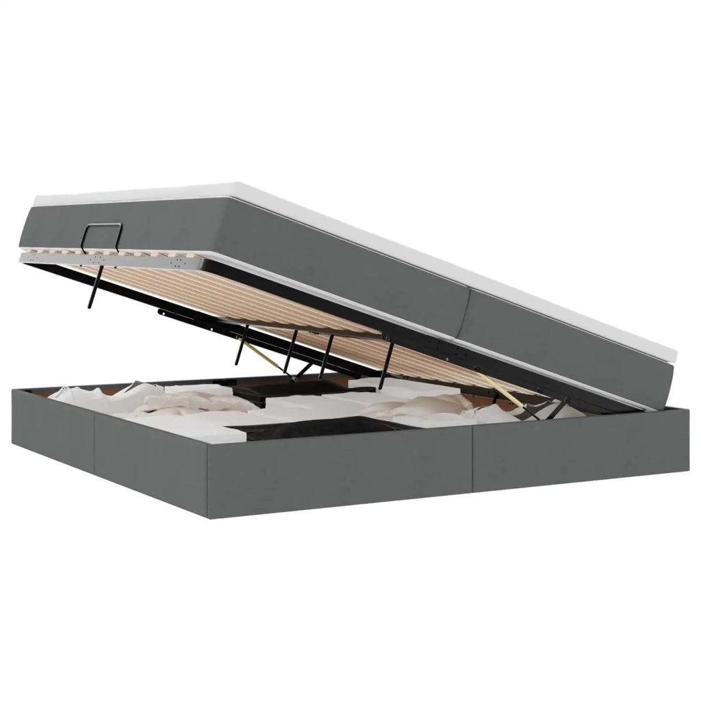 Letto con contenitore e materasso Grigio scuro 200 x 200 cm 3370249