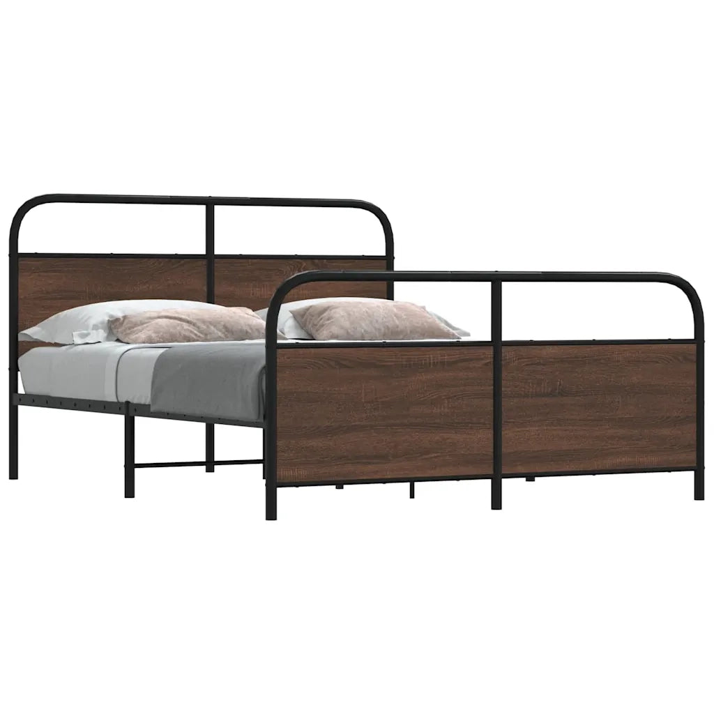 Giroletto senza Materasso in Metallo-Struttura Letto Rovere Marrone 150x200 cm 286033