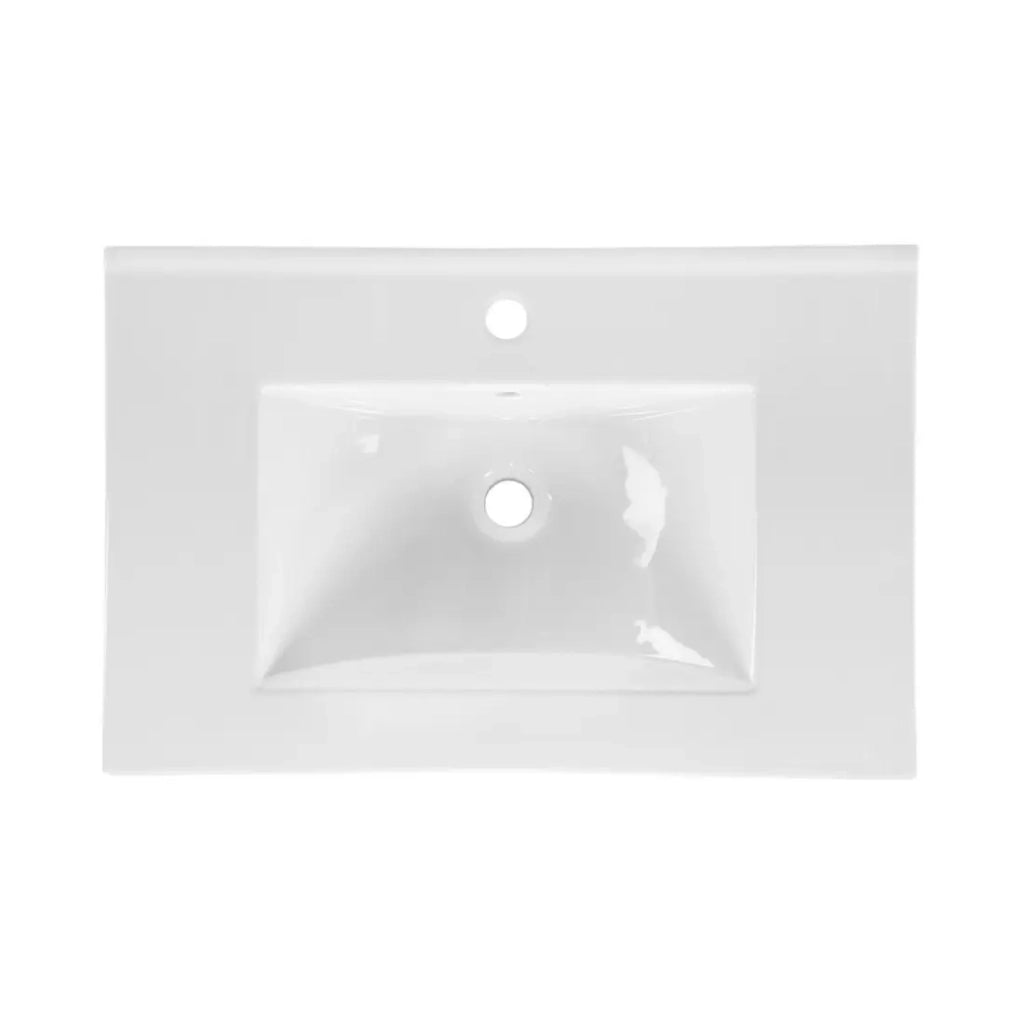 Set bagno sospeso OSTER 60cm: mobile sottolavabo con cassetti bianchi + lavabo incassato bianco