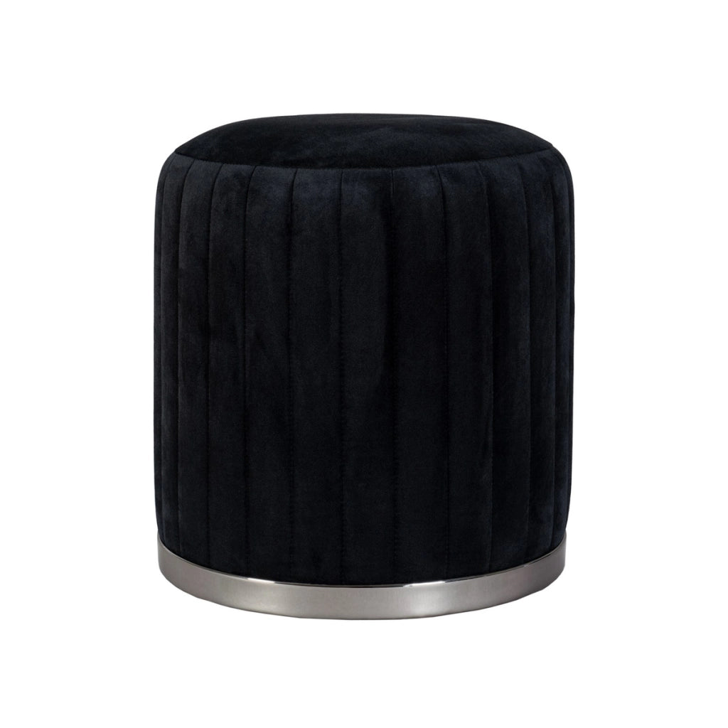 Pouf Doric 100 in Tessuto Nero con Base in Metallo Grafite