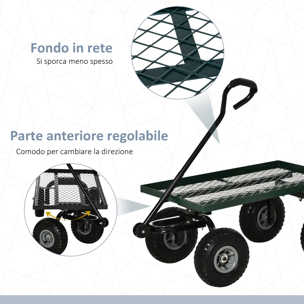Carrello da Giardino in Acciaio ¨C zephmum ¨C Nero e Verde, 94x48.5x100 cm