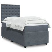 Giroletto a Molle con Materasso Grigio Scuro 100x200 cm Velluto