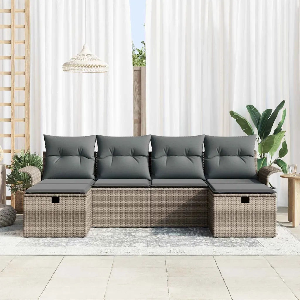Set Divano da Giardino con cuscino 6 pcs Grigio polyrattan