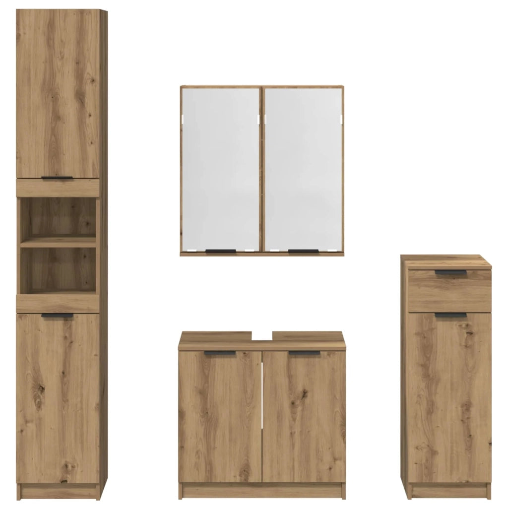 Set di mobili per il bagno con porta 4 pcs Rovere artigianale 3416028