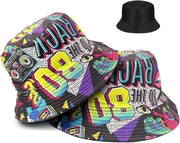 Casacca a cappello 2 in 1 per estivi, Cappello da donna e uomo con stampa retro anni '80, Reversibile cappello da sole con tema pesca