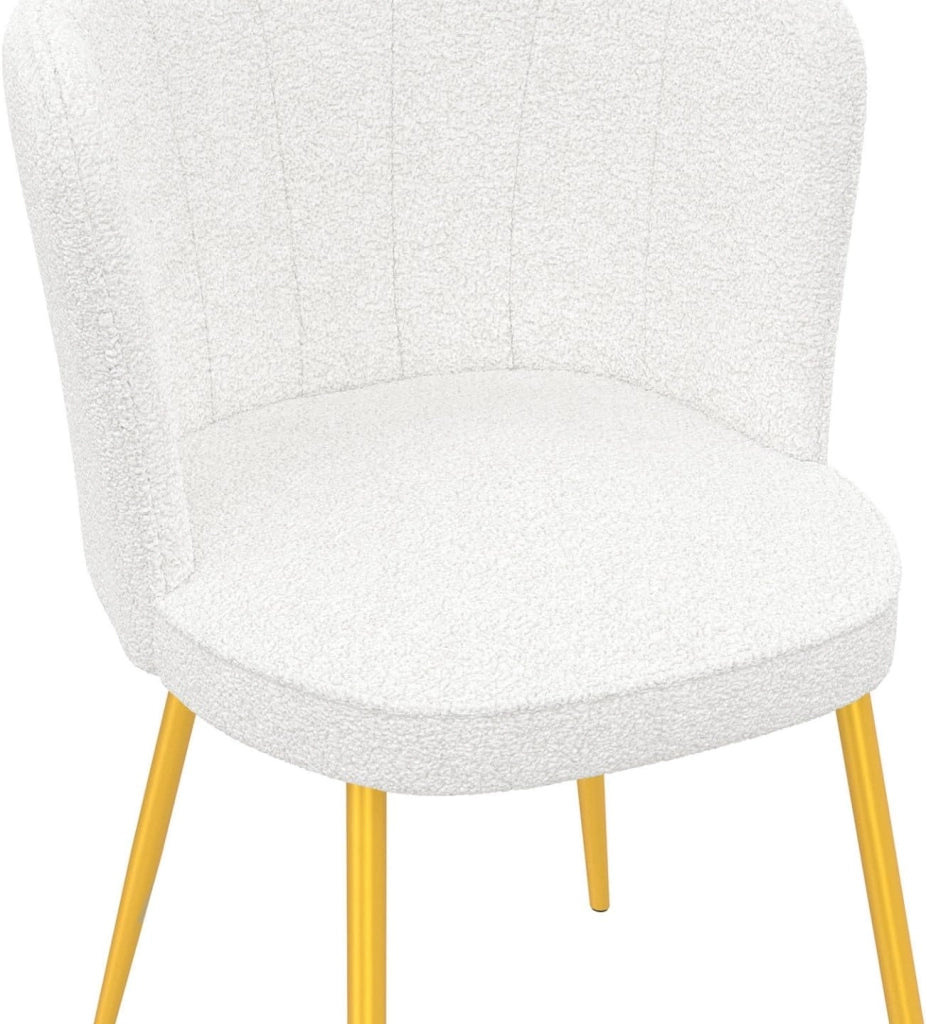 Set di 2 sedie ADELAIDE a guscio riccio bianco con gambe dorate