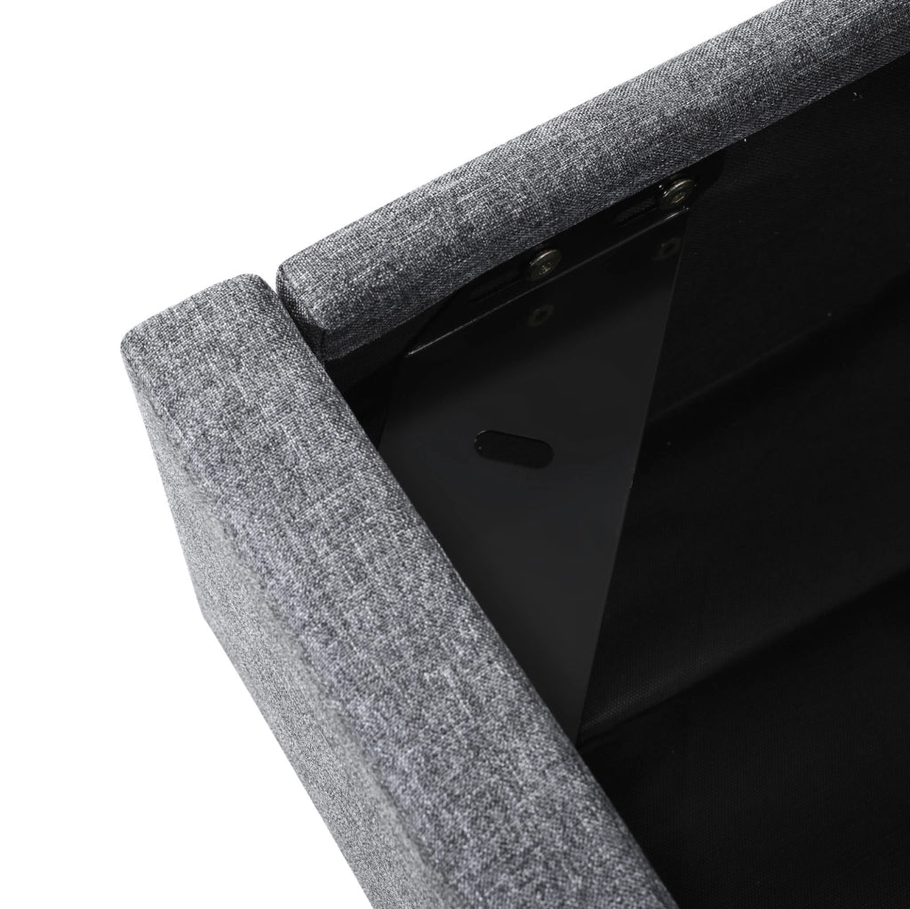 Letto imbottito ULEVR 160x200 cm con vano contenitore, LED controllabile da app, USB e Type-C, grigio