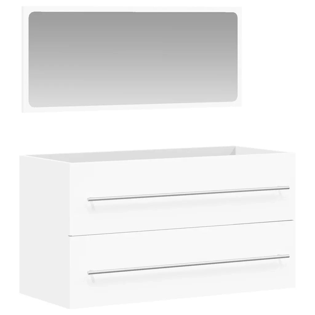 Mobile da Bagno con Specchio Bianco in Legno Multistrato 833879