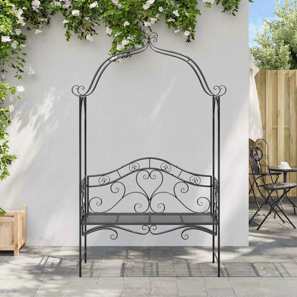 Panchina da giardino Nero 121 x 48 x 200 cm Acciaio 42008121