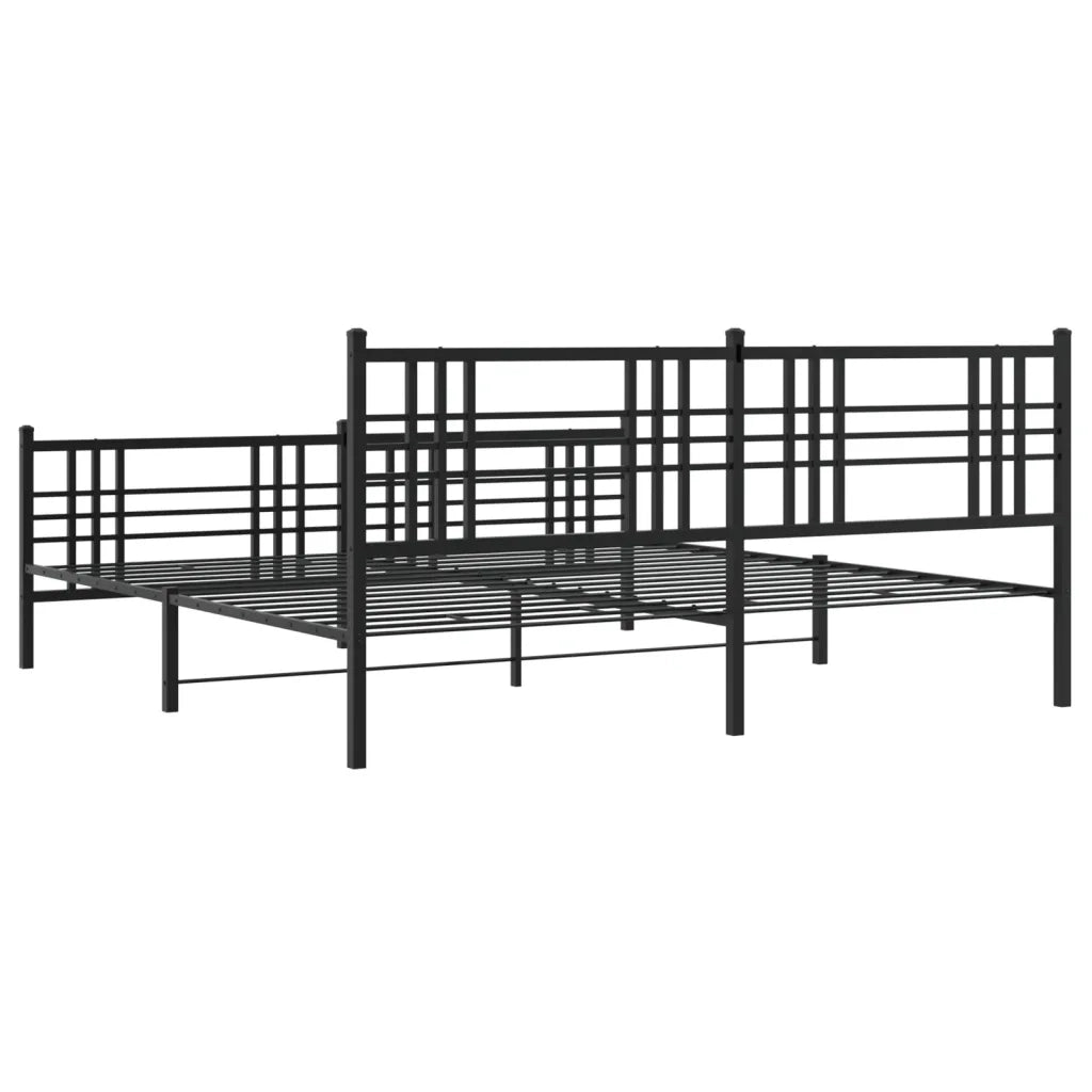 Giroletto con Testiera e Pediera-Struttura Letto Metallo Nero 193x203 cm 577855