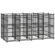 Cuccia/gabbia/recinto per cani da esterno acciaio 7,37 m² nero 02_0041875